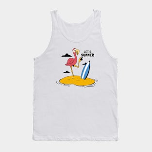 Let's Summer Flamingo On Island Tank Top